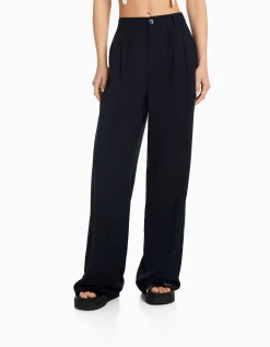 BERSHKA Pantalon tailoring dad fit Camel Outlet