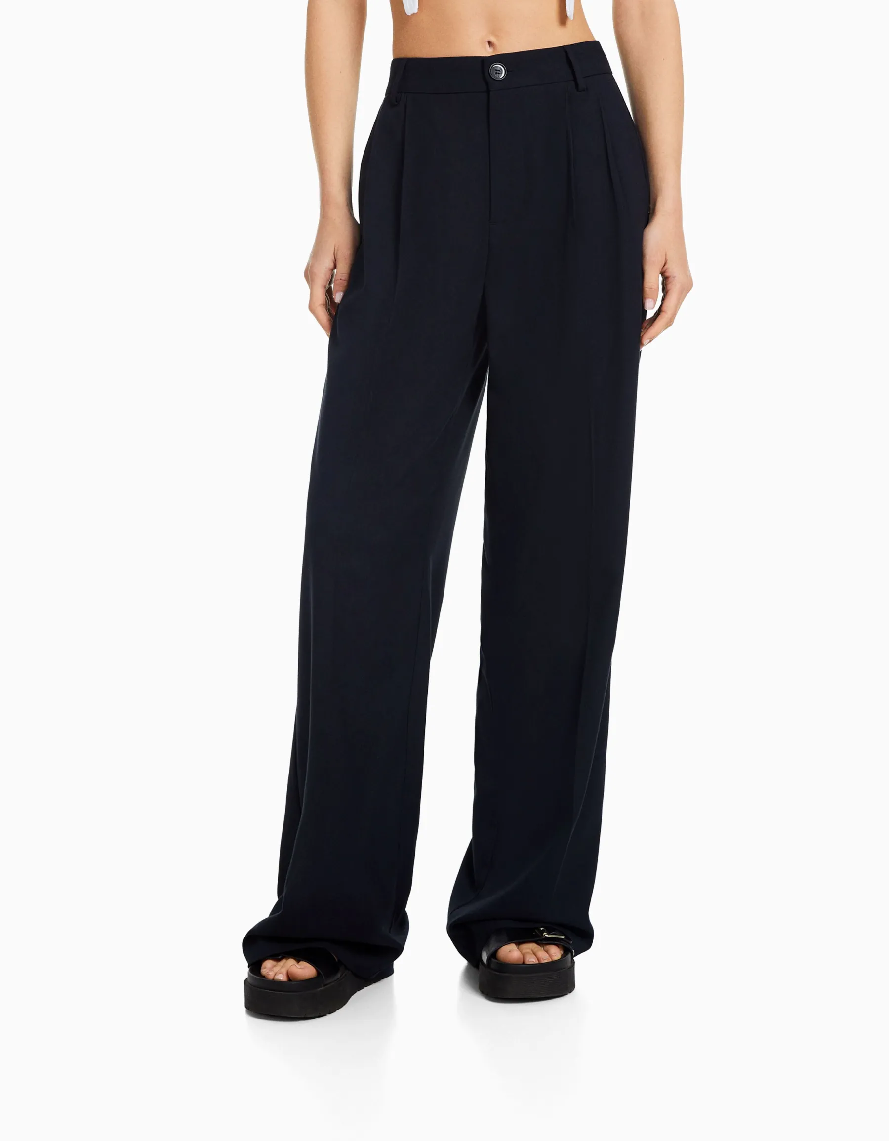 BERSHKA Pantalon tailoring dad fit Camel Outlet