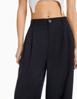 BERSHKA Pantalon tailoring dad fit Camel Outlet