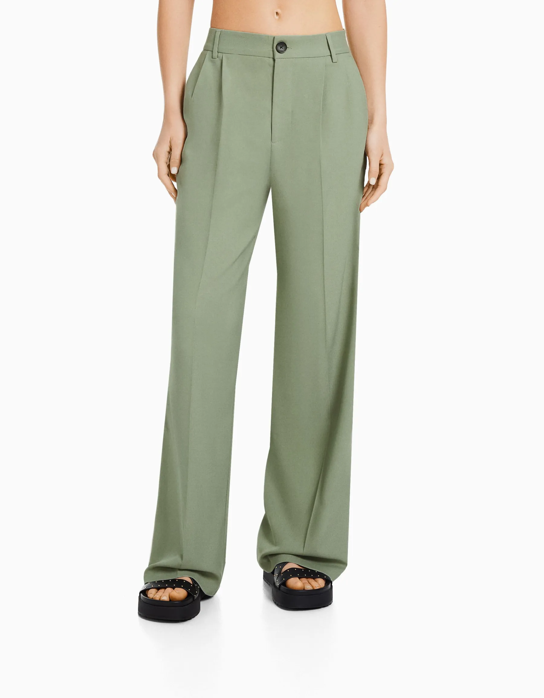 BERSHKA Pantalon tailoring dad fit Camel Fashion