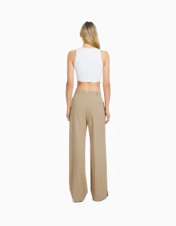 BERSHKA Pantalon tailoring dad fit Camel Cheap