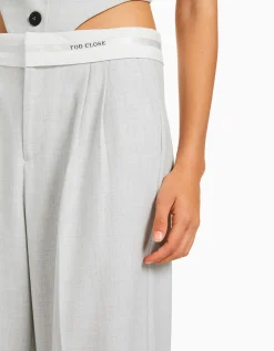 BERSHKA Pantalon tailoring imprimé Gris Cheap