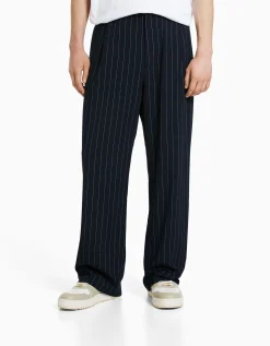 BERSHKA Pantalon tailoring rayures Marine Best