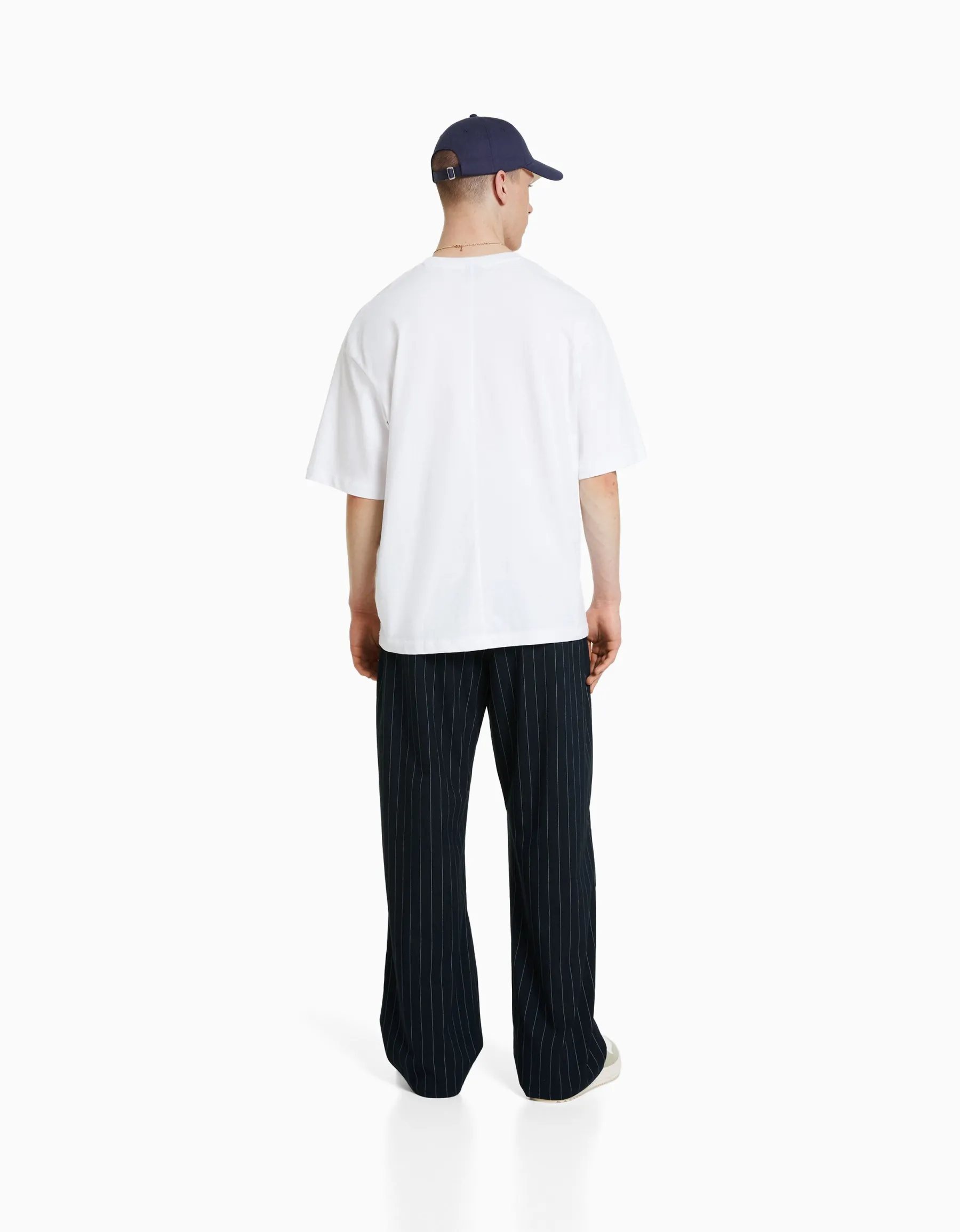 BERSHKA Pantalon tailoring rayures Marine Best