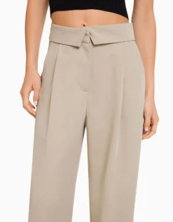 BERSHKA Pantalon tailoring taille plis Sable Best Sale