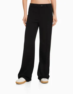 BERSHKA Pantalon tailoring wide leg passants Marine Store