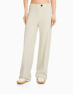 BERSHKA Pantalon tailoring wide leg passants Marine Online