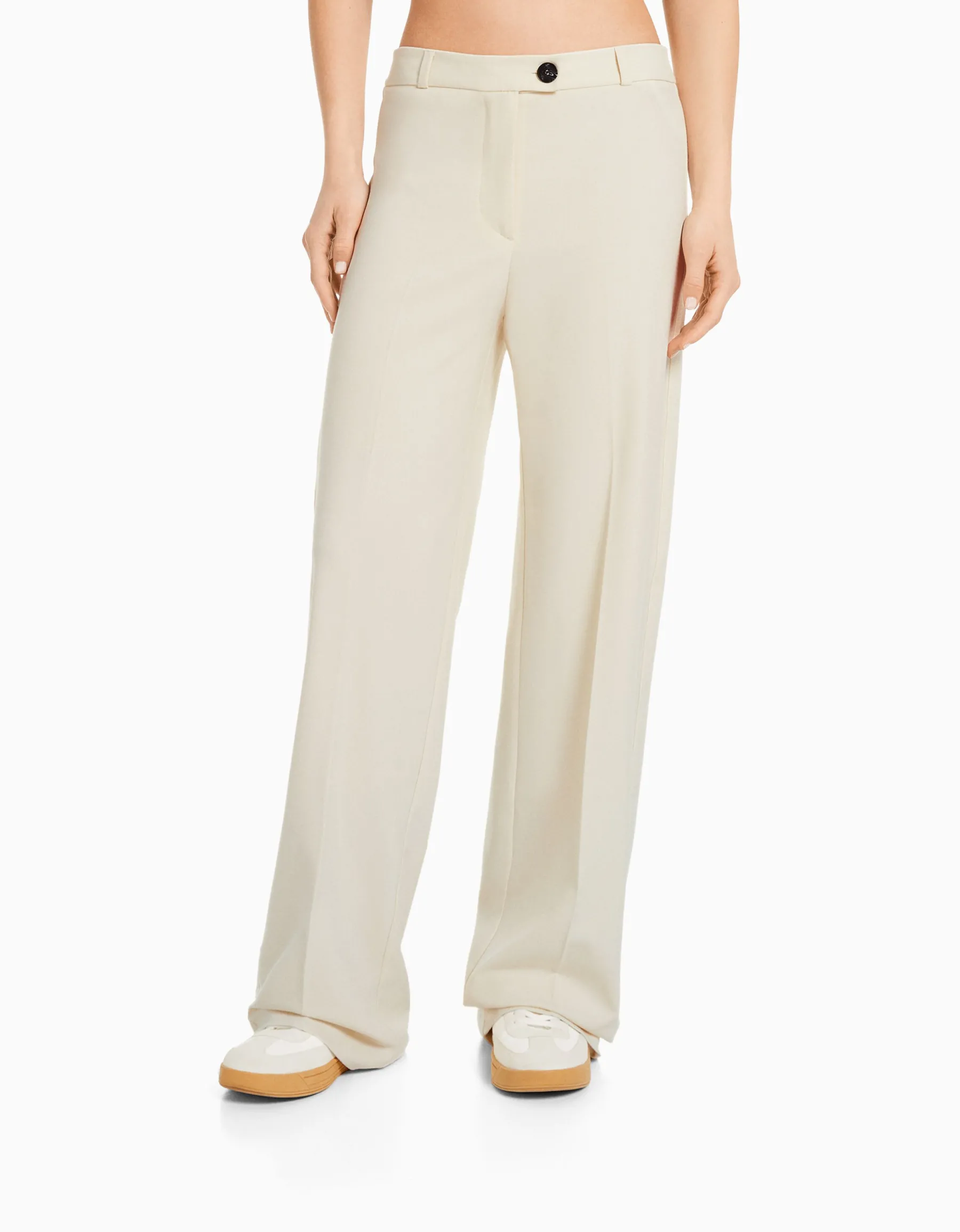 BERSHKA Pantalon tailoring wide leg passants Marine Online