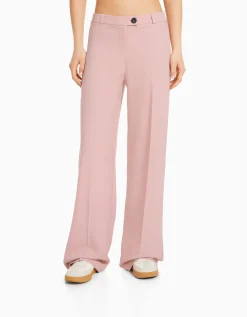 BERSHKA Pantalon tailoring wide leg passants Marine Online