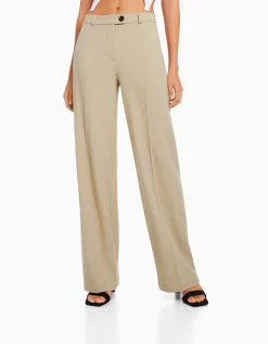 BERSHKA Pantalon tailoring wide leg passants Marine Outlet