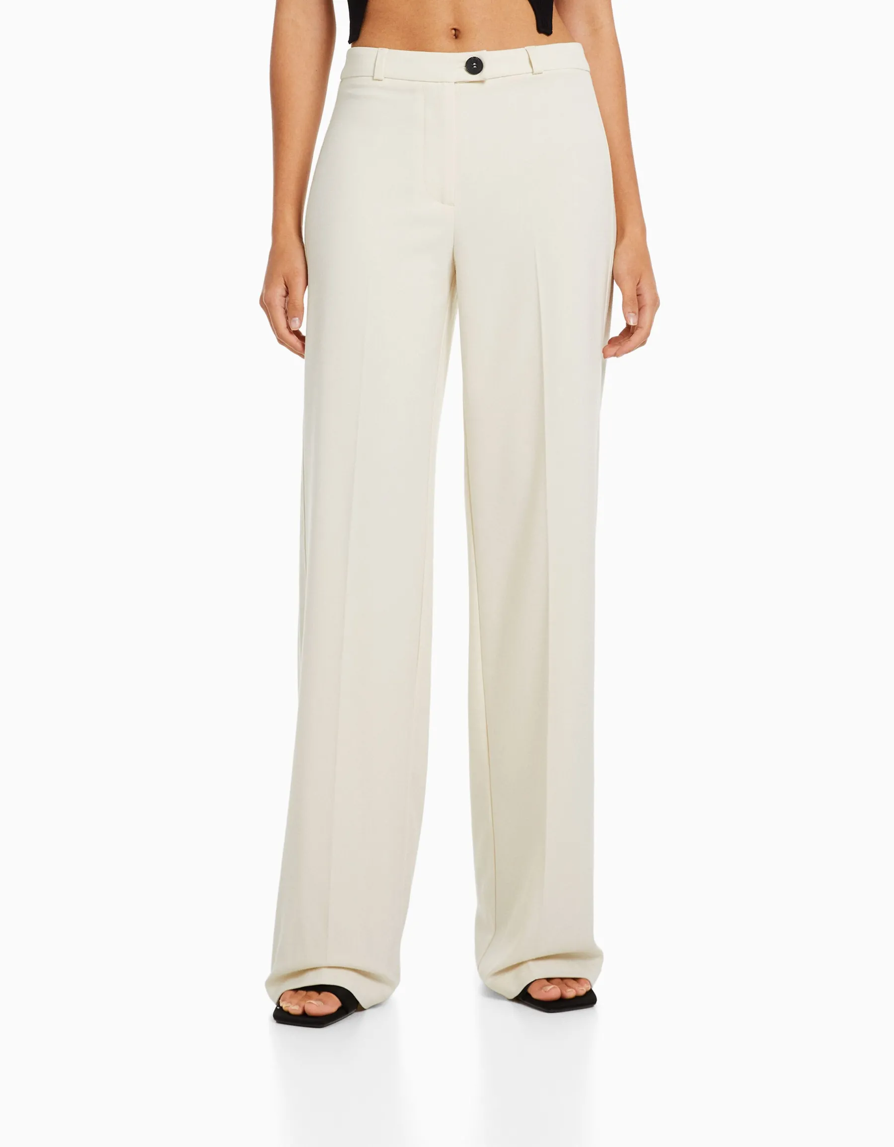 BERSHKA Pantalon tailoring wide leg passants Marine Cheap