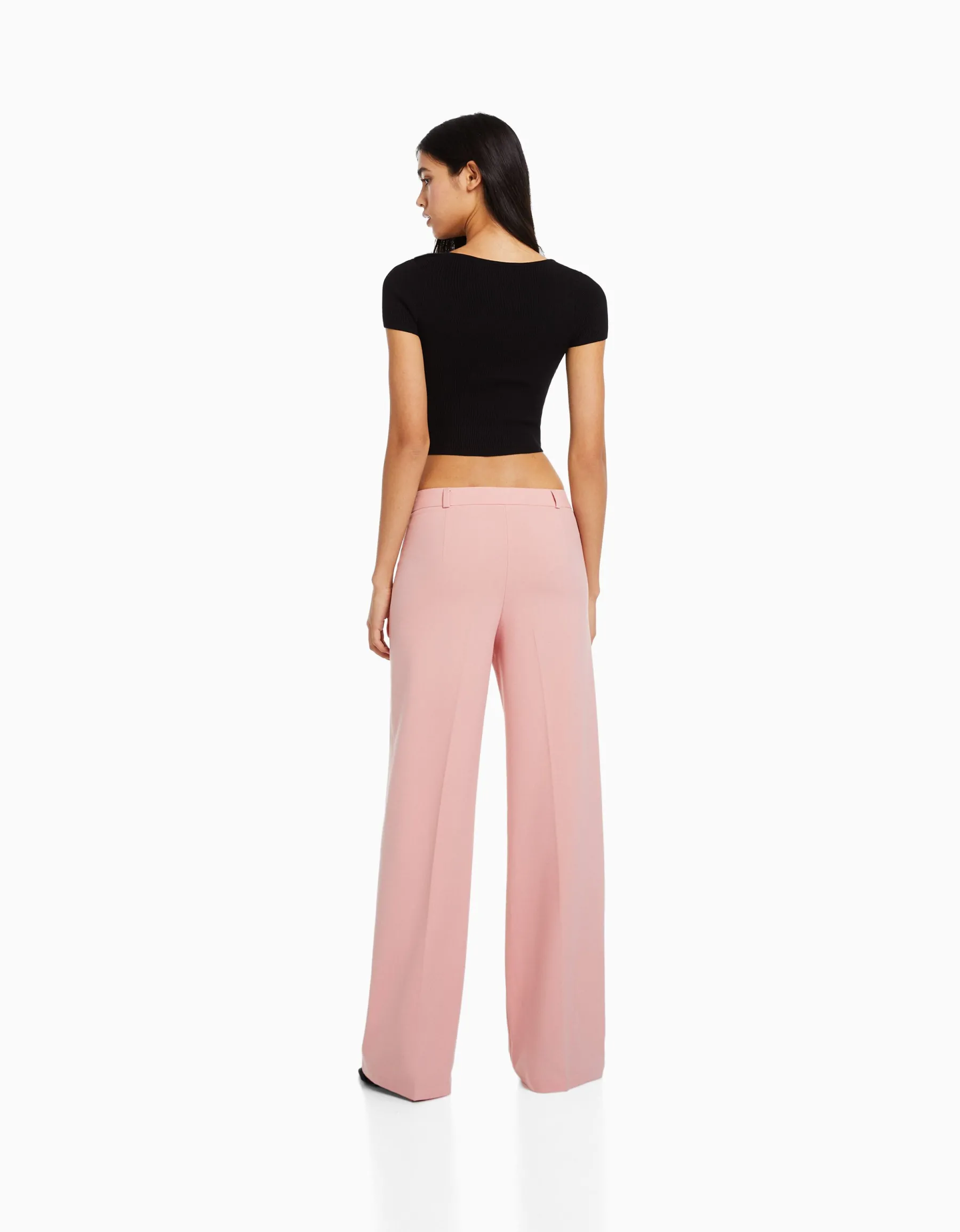 BERSHKA Pantalon tailoring wide leg passants Marine Flash Sale