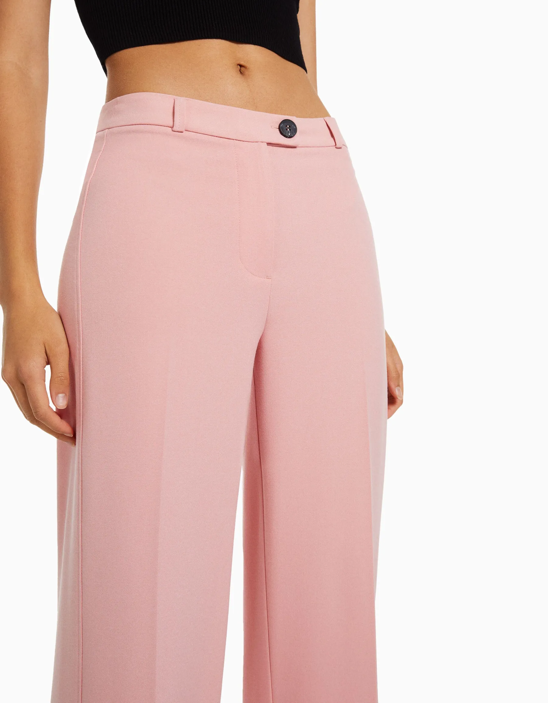 BERSHKA Pantalon tailoring wide leg passants Marine Flash Sale