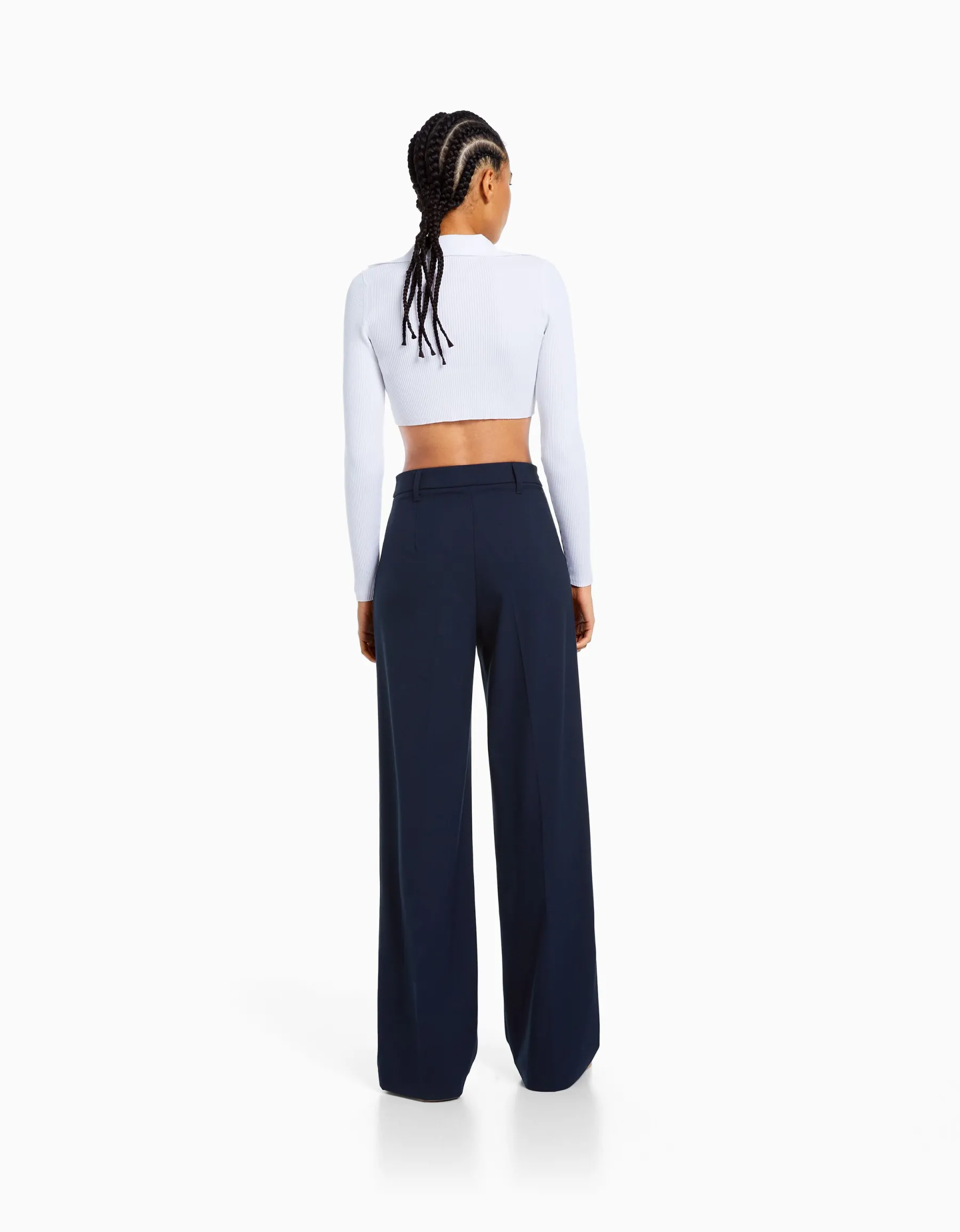 BERSHKA Pantalon wide leg passants Gris Flash Sale