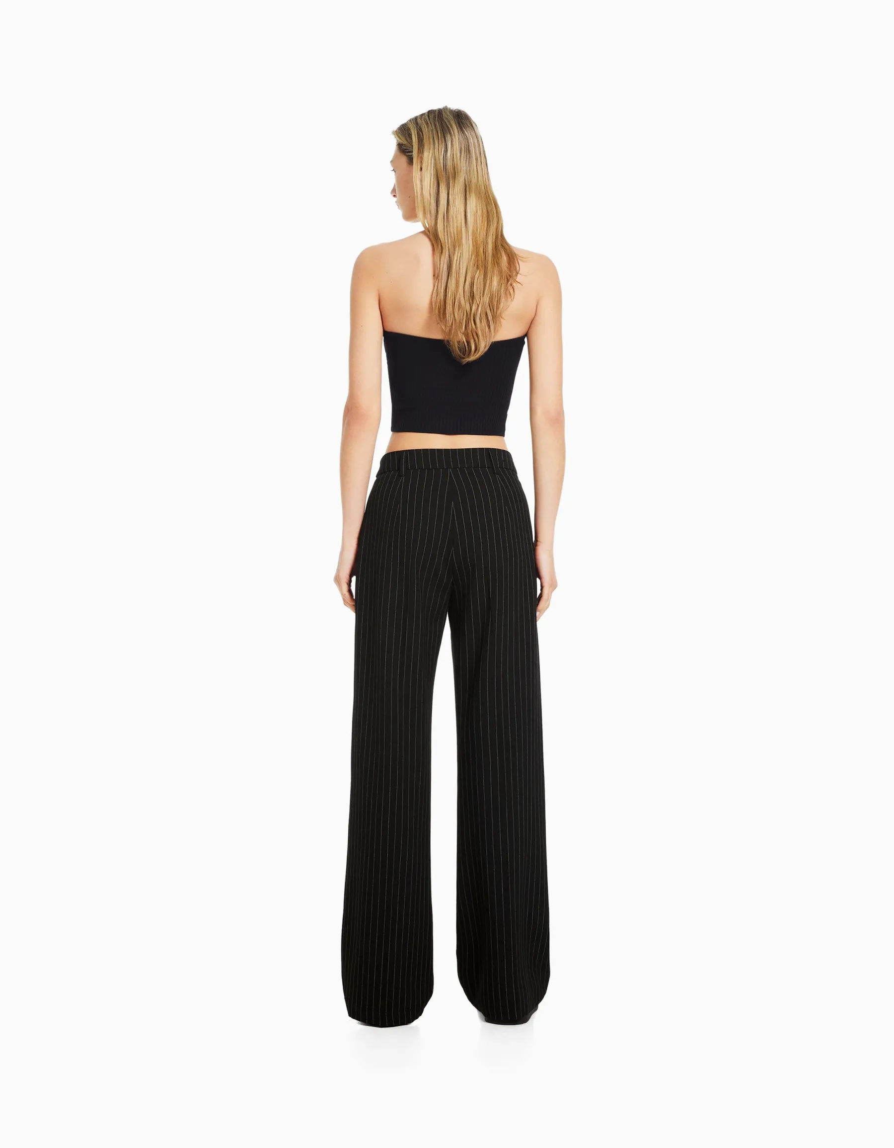 BERSHKA Pantalon wide leg passants Gris Store