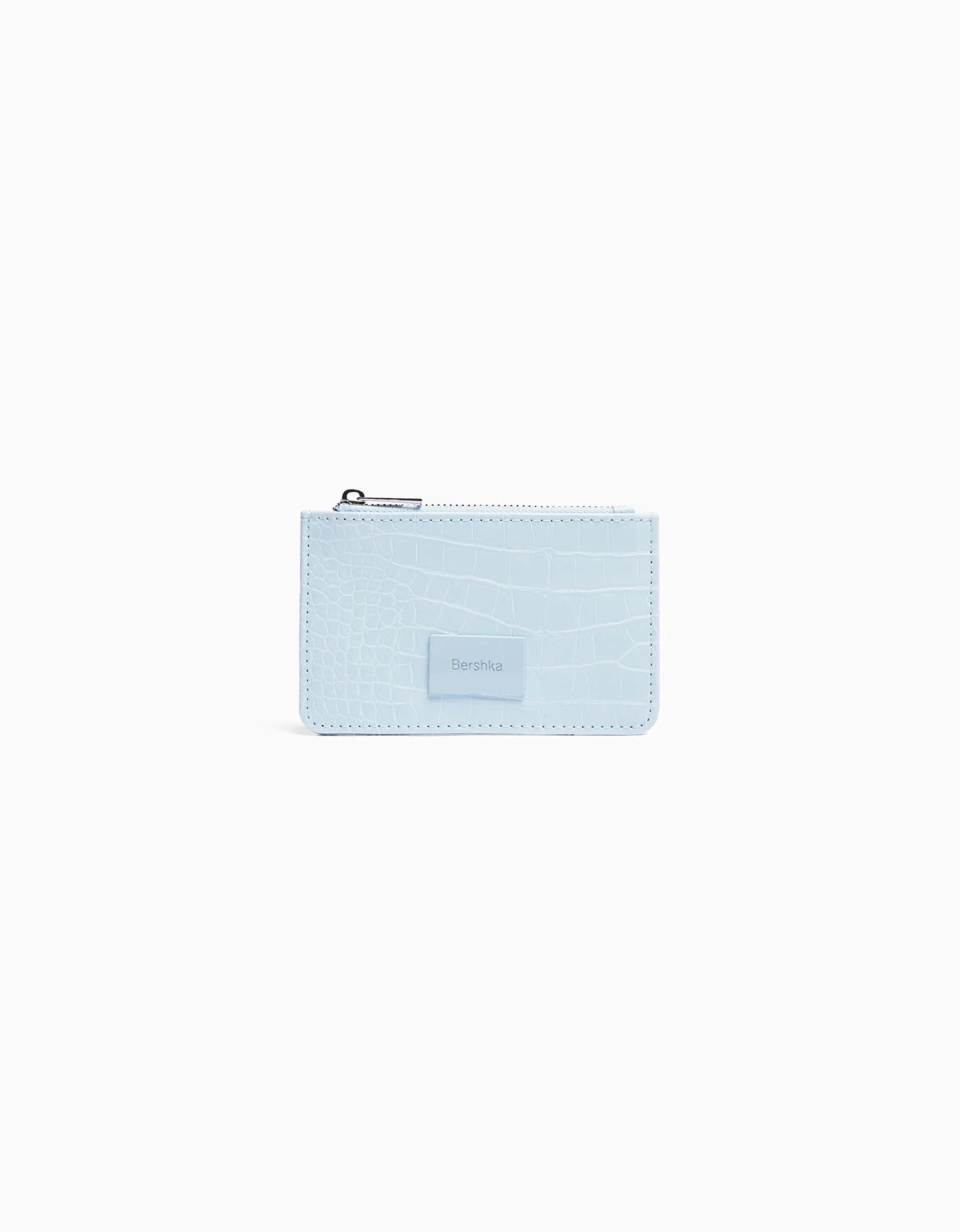 BERSHKA Porte-cartes plaque gravure imprimé animal Bleu clair Best