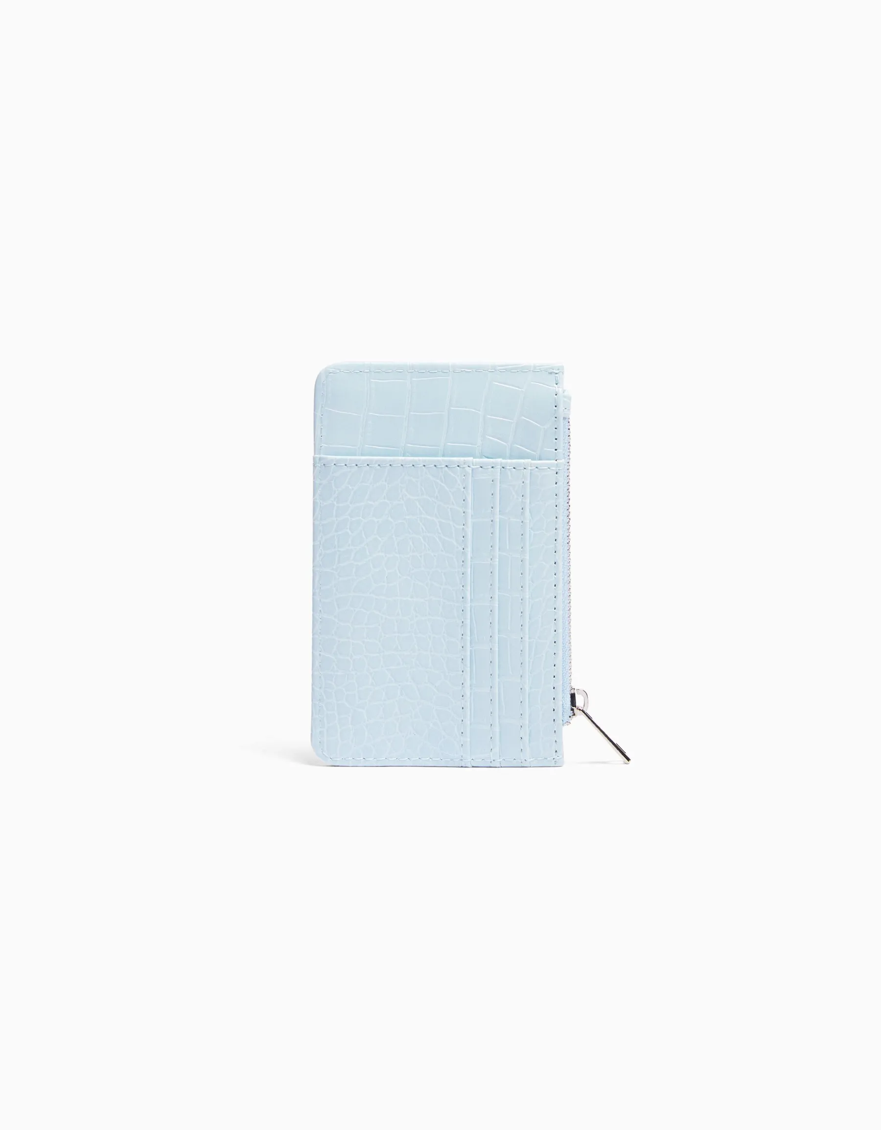 BERSHKA Porte-cartes plaque gravure imprimé animal Bleu clair Best