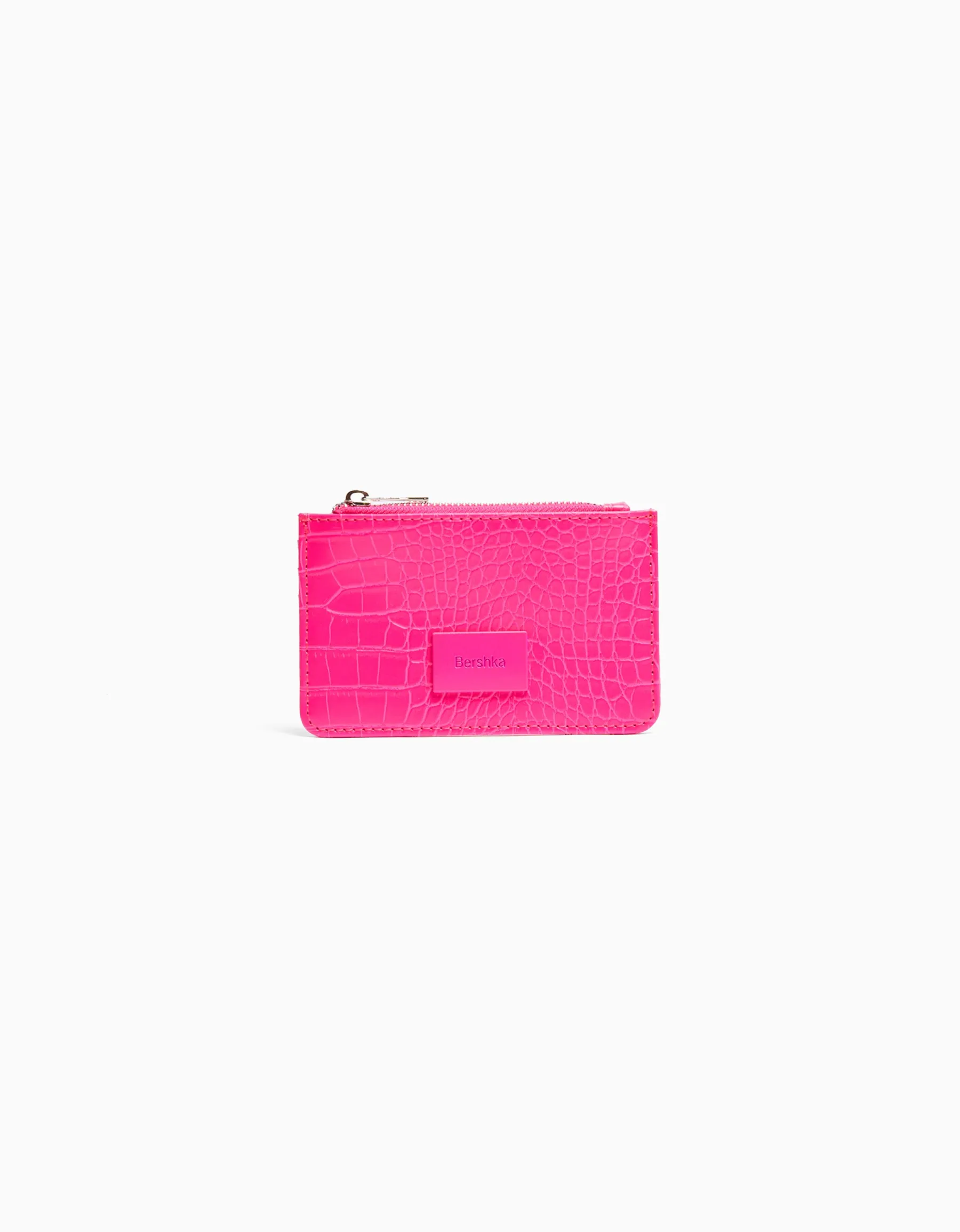 BERSHKA Porte-cartes plaque gravure imprimé animal Bleu clair Discount