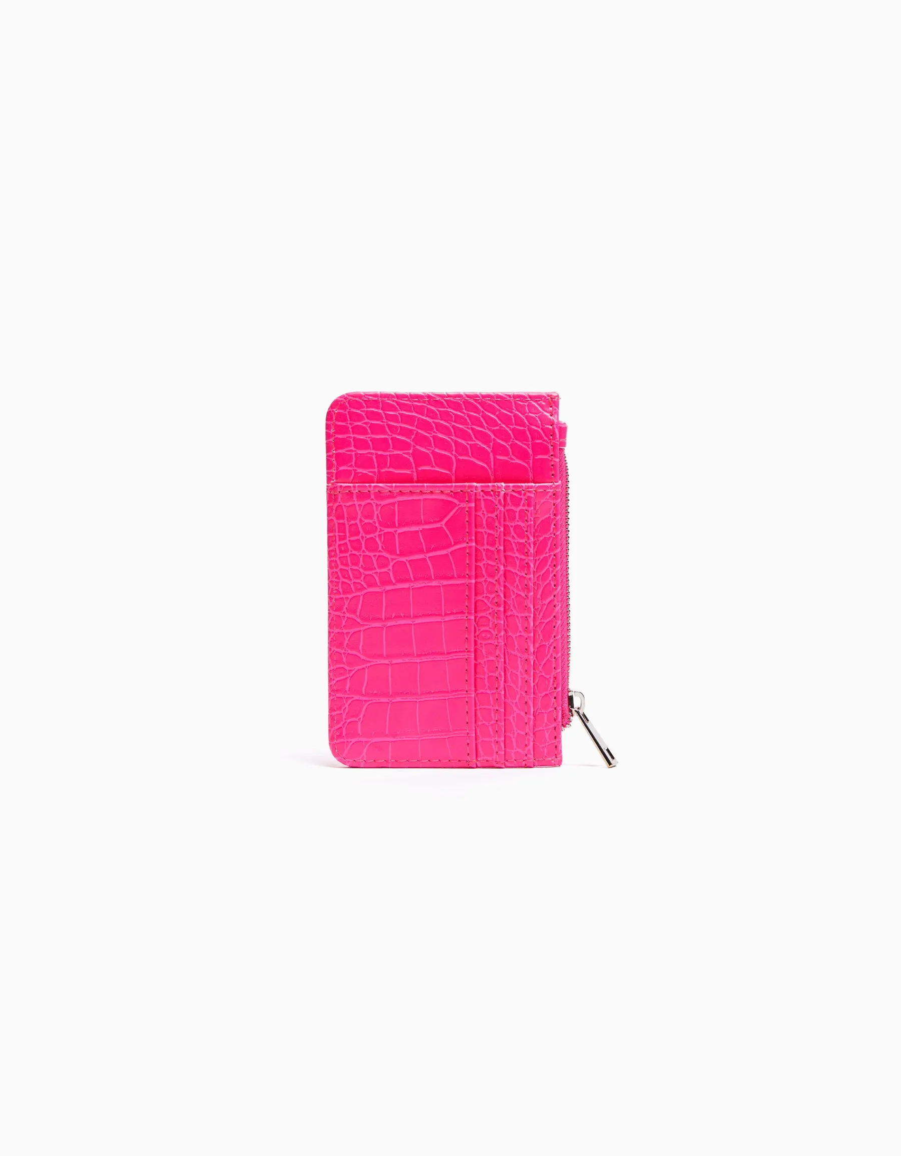 BERSHKA Porte-cartes plaque gravure imprimé animal Bleu clair Discount