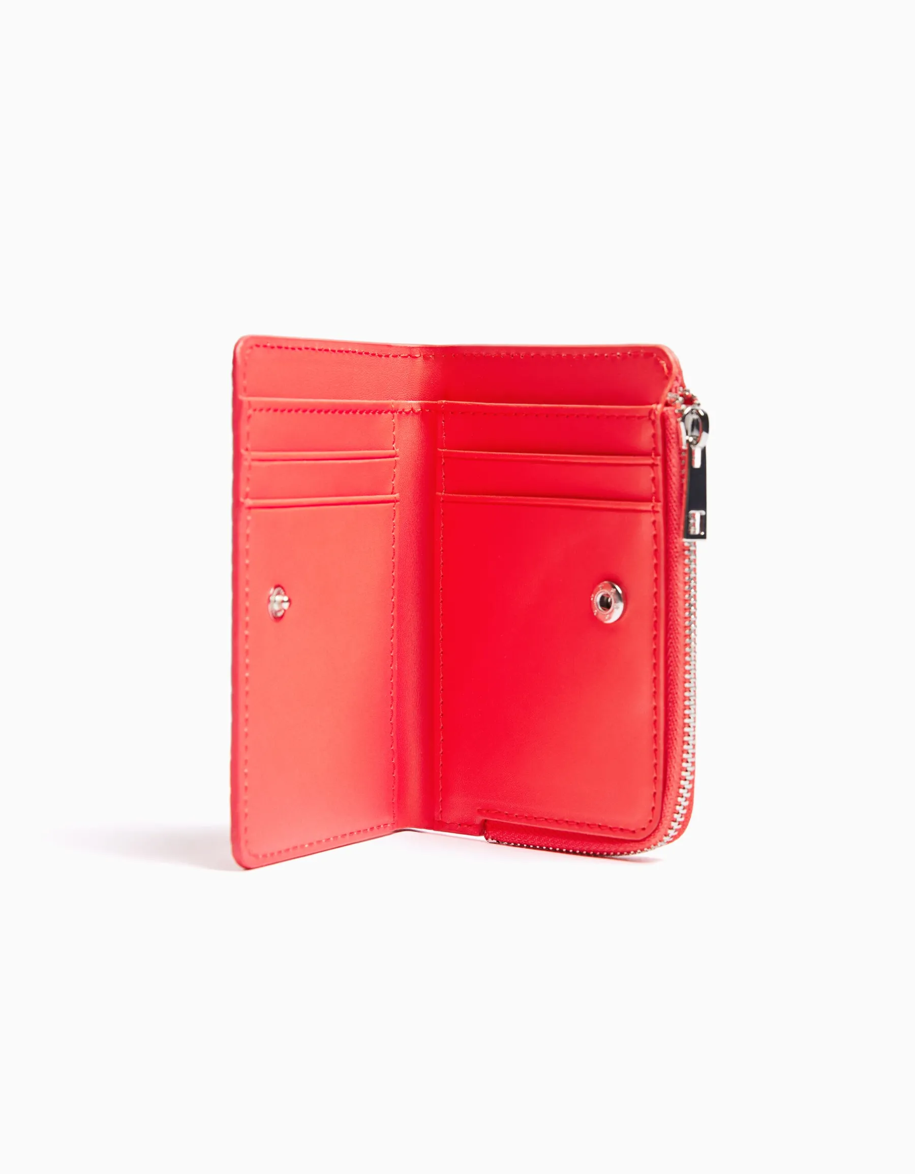 BERSHKA Porte-monnaie effet verni gravé imprimé animal Rouge Best