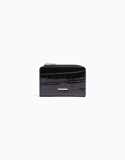 BERSHKA Porte-monnaie effet verni gravé imprimé animal Rouge Flash Sale