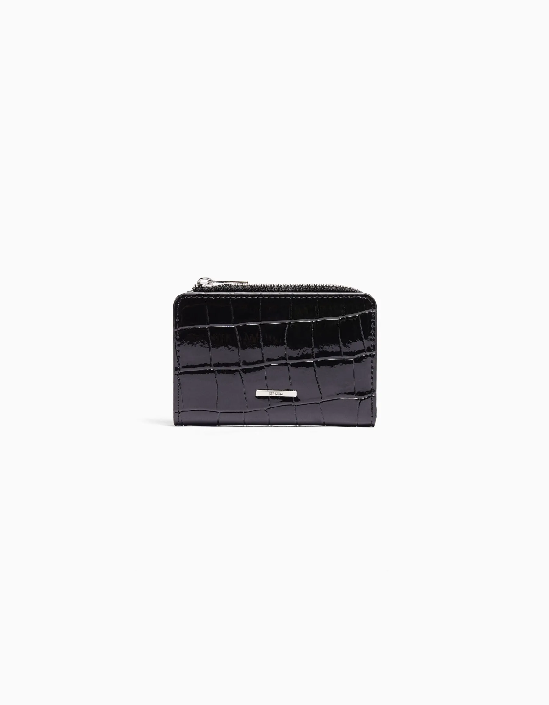 BERSHKA Porte-monnaie effet verni gravé imprimé animal Rouge Flash Sale