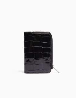 BERSHKA Porte-monnaie effet verni gravé imprimé animal Rouge Flash Sale