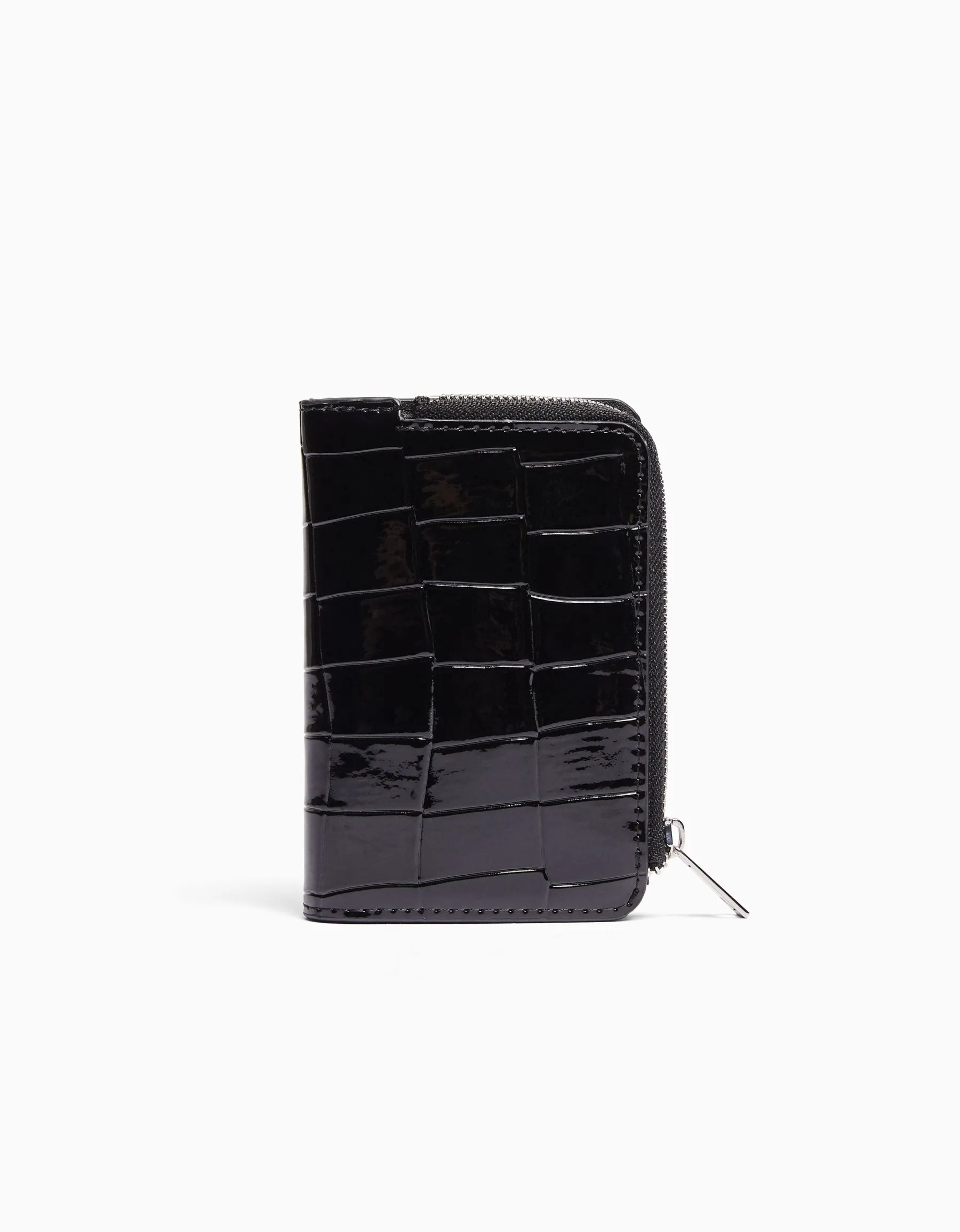 BERSHKA Porte-monnaie effet verni gravé imprimé animal Rouge Flash Sale
