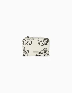 BERSHKA Porte-monnaie imprimé papillons Blanc Hot