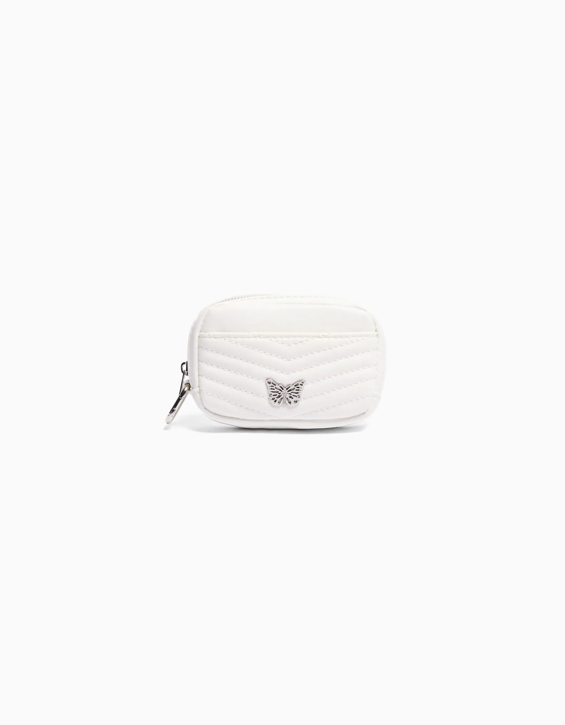 BERSHKA Porte-monnaie matelassé détail Blanc Cheap