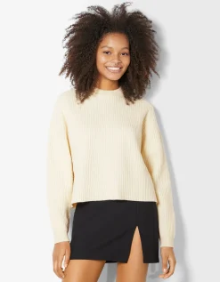 BERSHKA Pull à col rond Vert Sale