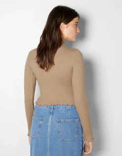 BERSHKA Pull à col roulé Camel Online