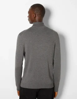 BERSHKA Pull bord-côte col roulé Noir Store