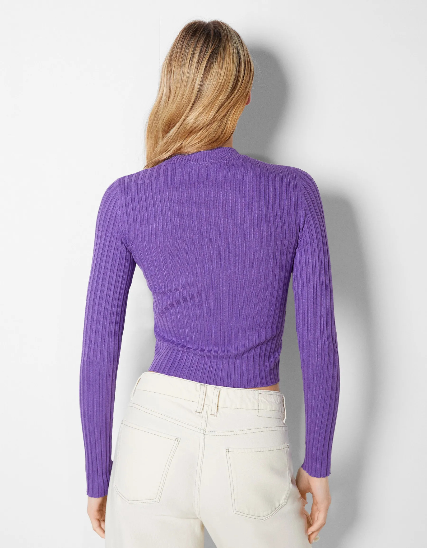 BERSHKA Pull bord-côte col roulé Noir Store