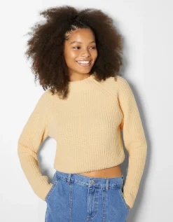 BERSHKA Pull col montant chenille Violet Flash Sale