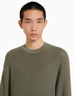 BERSHKA Pull col rond Vert Sale
