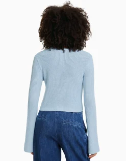 BERSHKA Pull col rond Bleu New