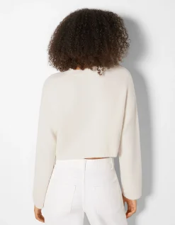BERSHKA Pull col rond Vert Store
