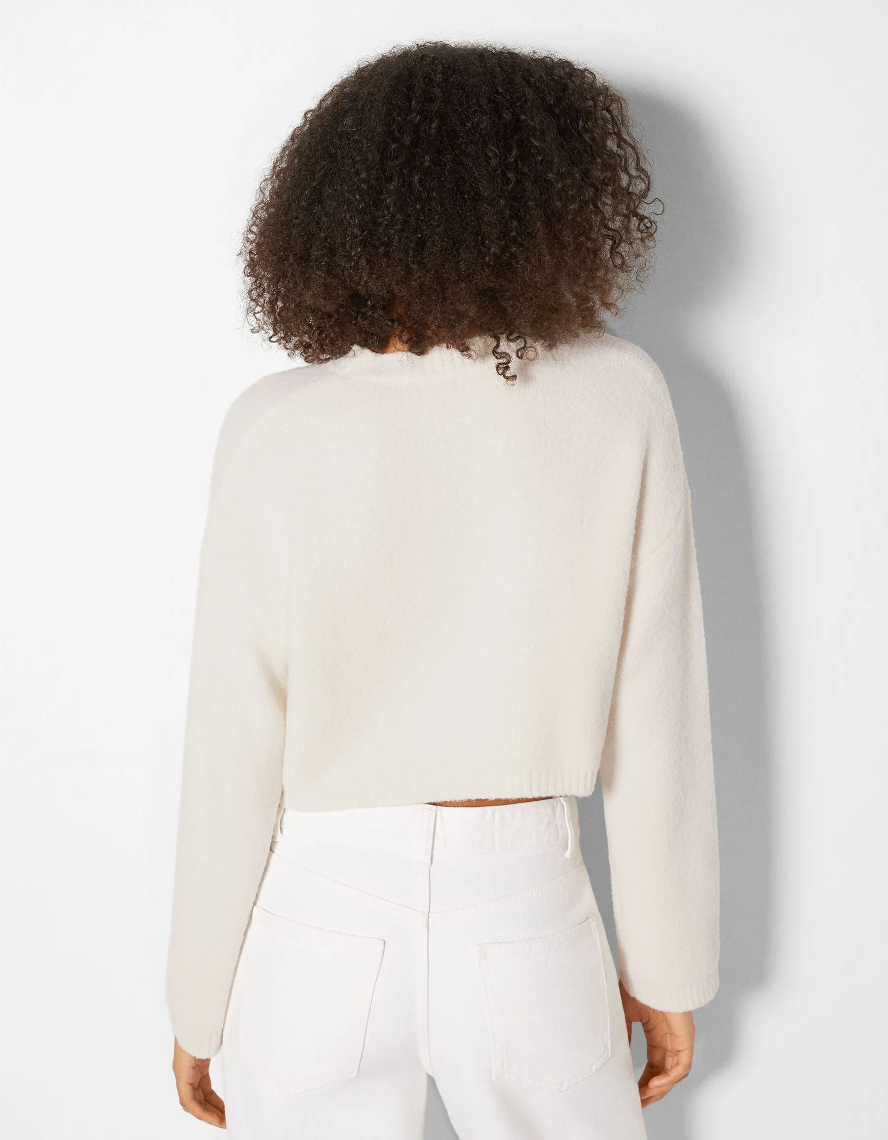 BERSHKA Pull col rond Vert Store