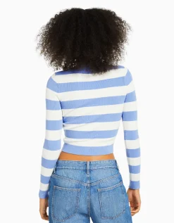 BERSHKA Pull col rond Écru Store