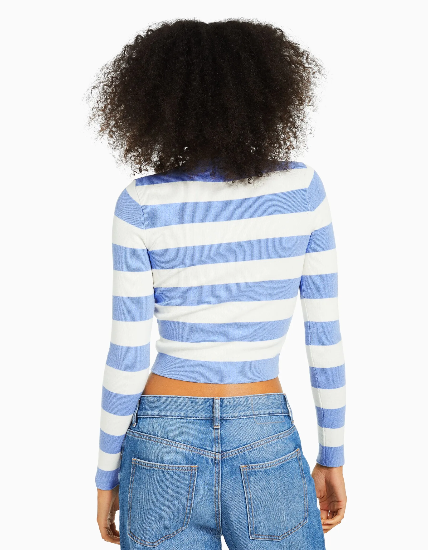 BERSHKA Pull col rond Écru Store