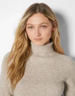 BERSHKA Pull col roulé Sable Shop