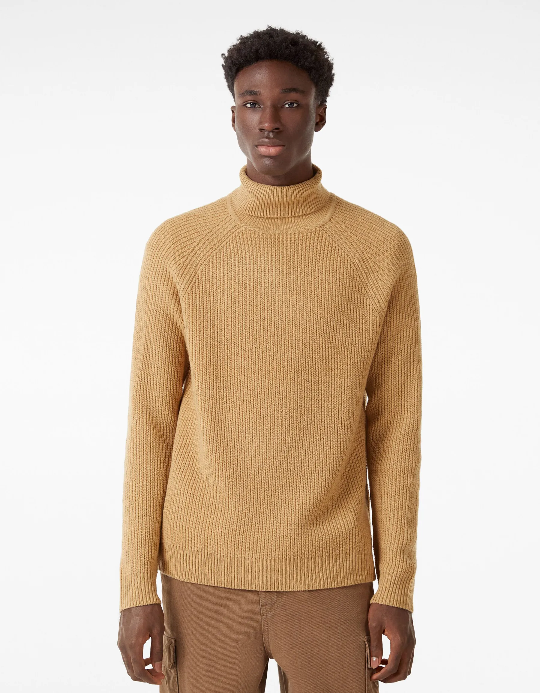 BERSHKA Pull col roulé épais Noir Best Sale