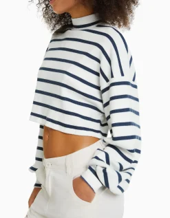 BERSHKA Pull cropped Vert New