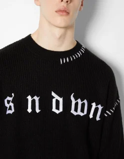 BERSHKA Pull gothique Noir Cheap