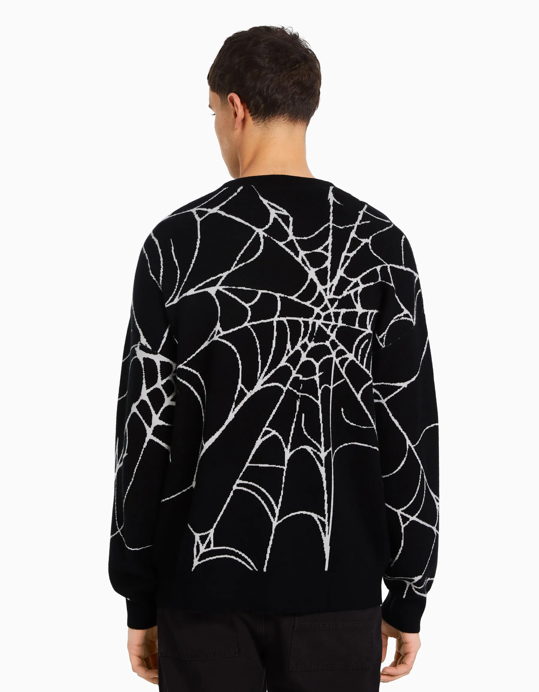 BERSHKA Pull imprimé Noir Best