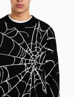 BERSHKA Pull imprimé Noir Best