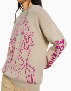 BERSHKA Pull imprimé TOKYO REVENGERS Écru Hot