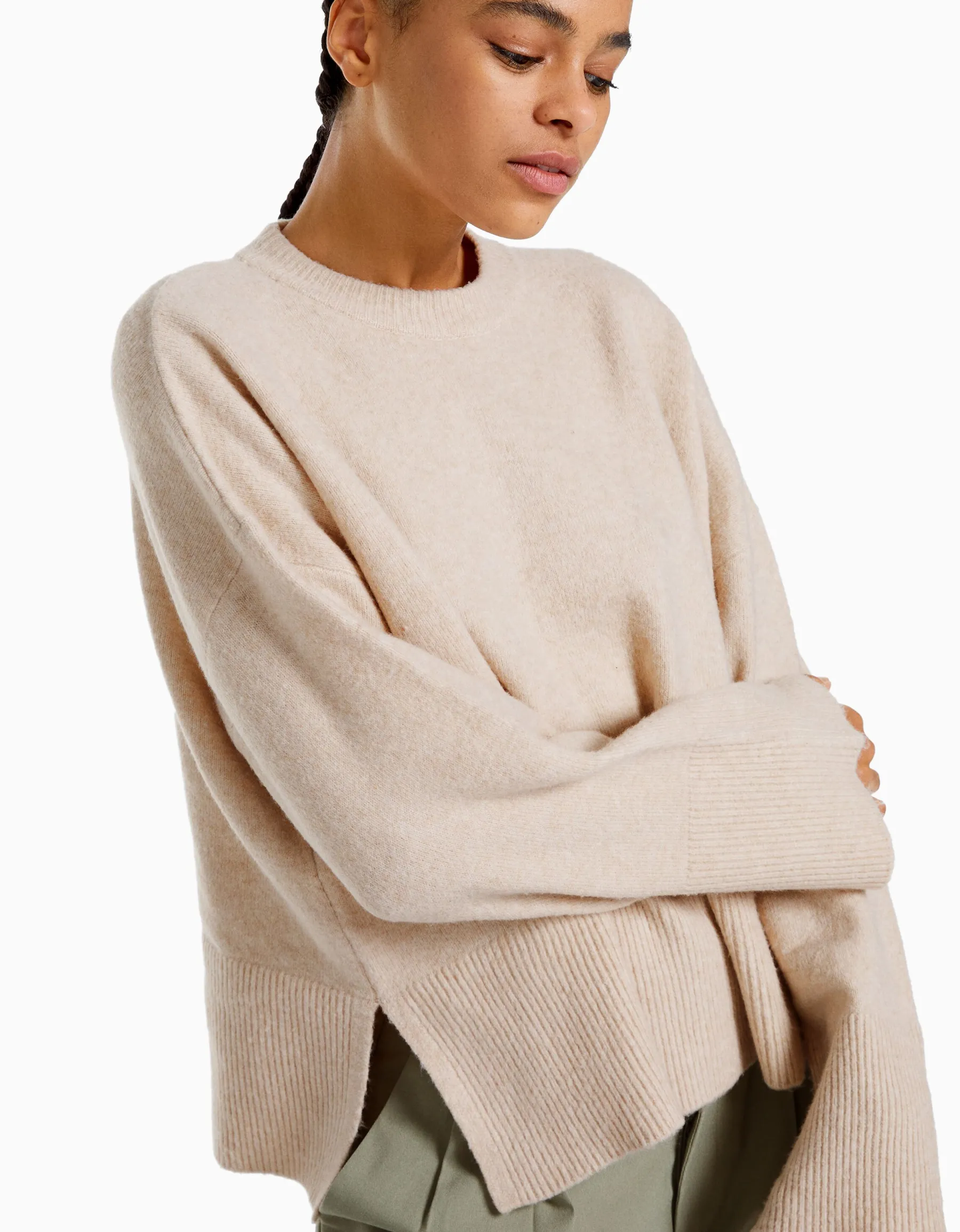 BERSHKA Pull oversize Rose Best