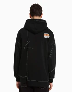 BERSHKA Pull oversize fil contraste Noir Online